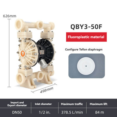 PVDF উপাদান নিউম্যাটিক ডায়াফ্রাম ডোজিং পাম্প উচ্চ প্রবাহ ২০০ লিটার/ঘণ্টা