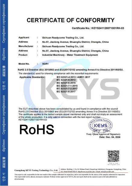 China Sichuan Readycome Trading Co., Ltd. certification